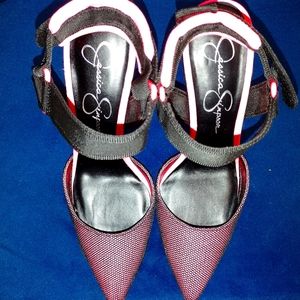 Jessica Simpson pink and black shoes